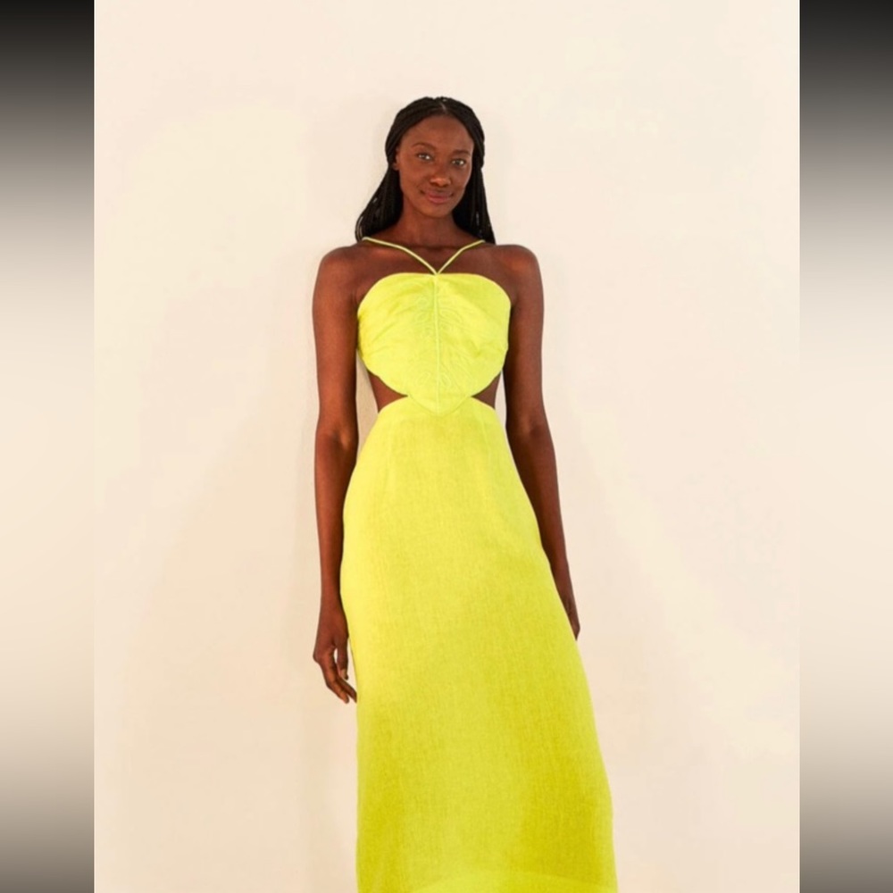 Farm rio Lime Green Monstera Midi Dress